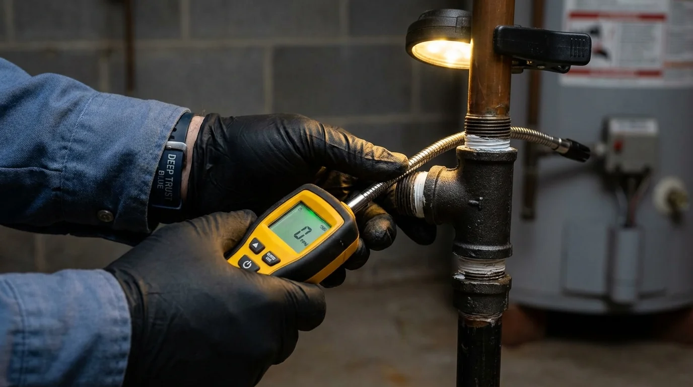 Gas leak detection with electronic sniffer by Johns Plumbing LLC in Bullard